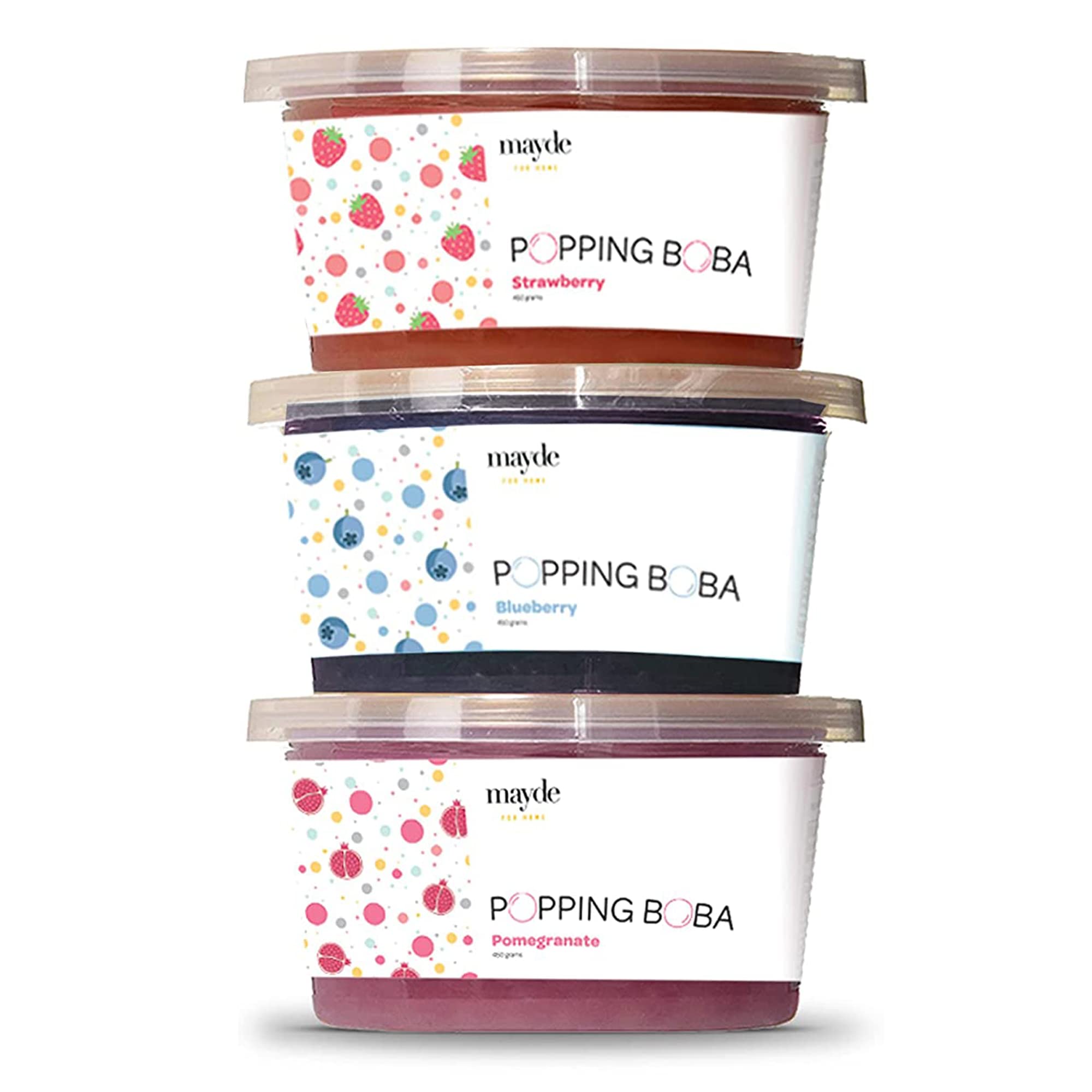 Mayde front packaging showing three-flavor party kit and contents for easy identification