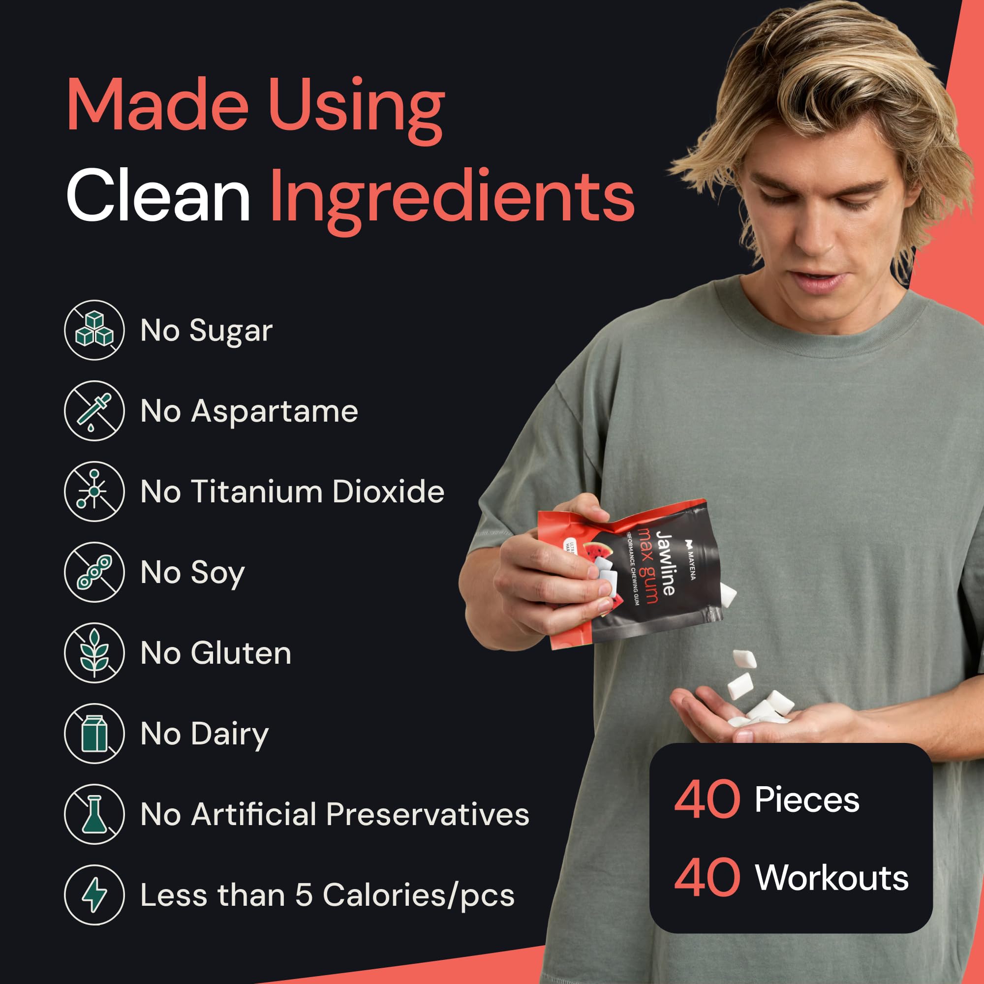 Mayena Sports gum piece in hand to show real scale and easy portability for on-the-go training
