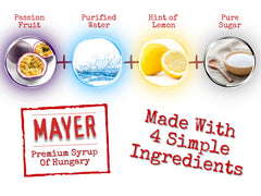 Mayer syrup pouring close-up showing smooth texture and vibrant fruit taste