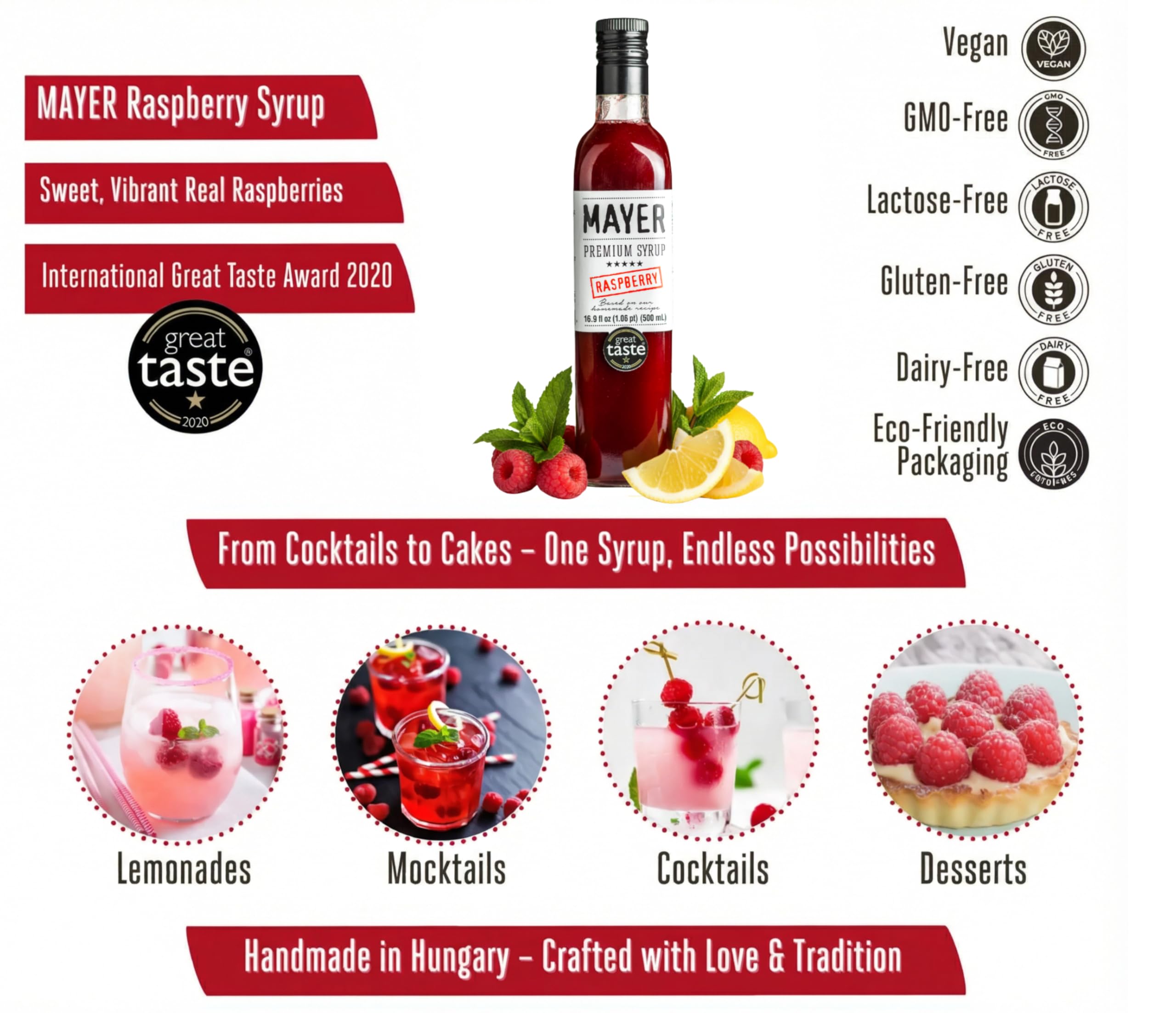 Mayer syrup added to a latte showing enhanced flavor and visual appeal