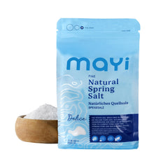 MAYİ front packaging showing brand and pure spring salt benefits