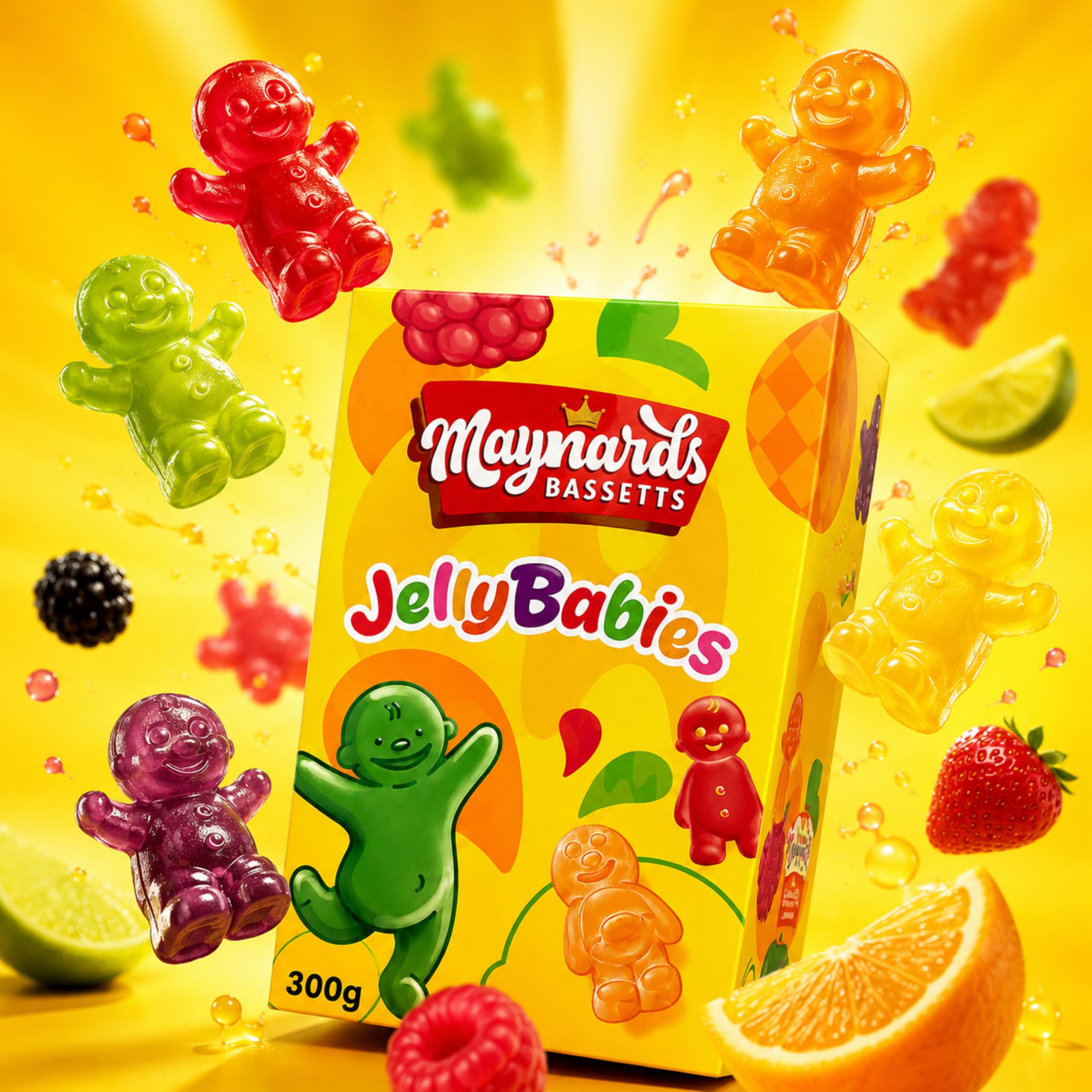 Maynards Bassetts assorted jelly babies colours demonstrating flavour variety and playful look