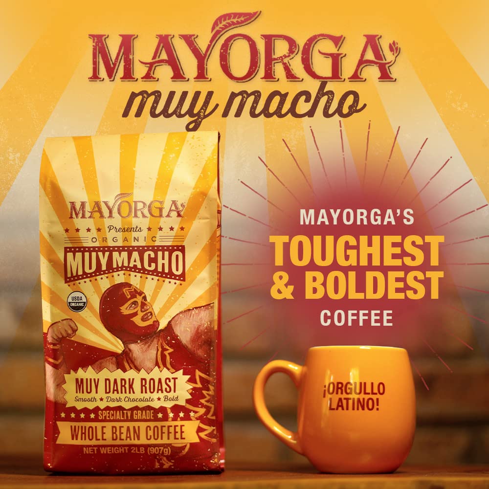 Mayorga whole beans close-up highlighting glossy beans and rich aroma benefit