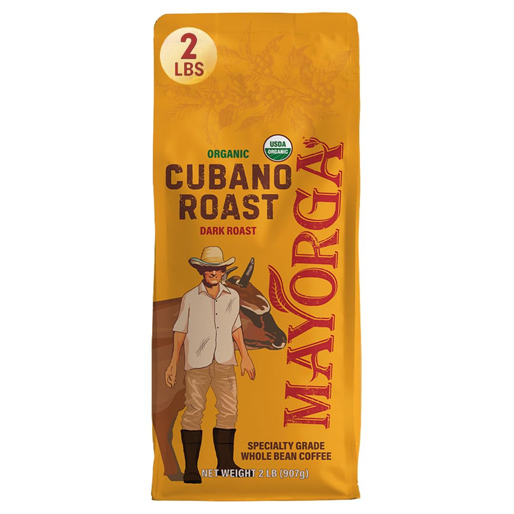 Mayorga Cafe Cubano front package showing organic label and bold roast benefit
