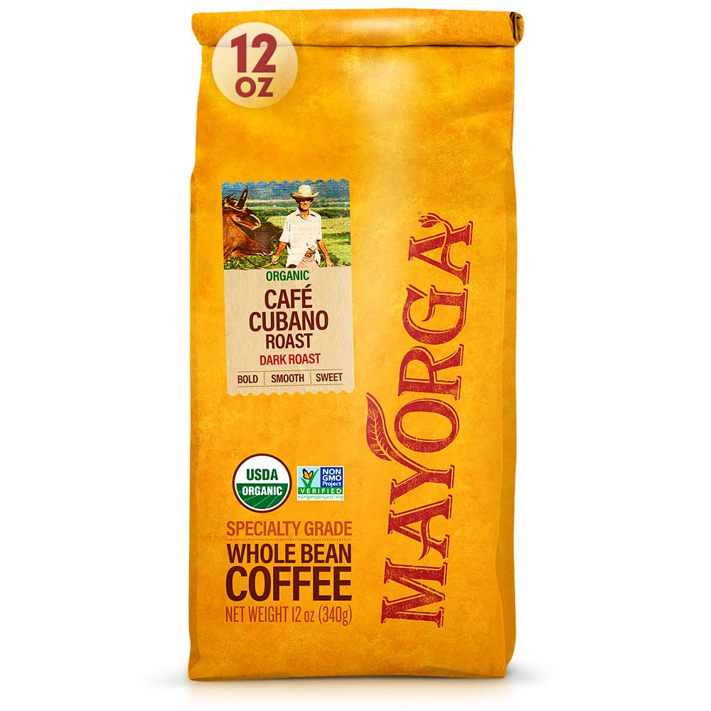 Mayorga front packaging showing 12oz bag and bold roast for clear shelf recognition