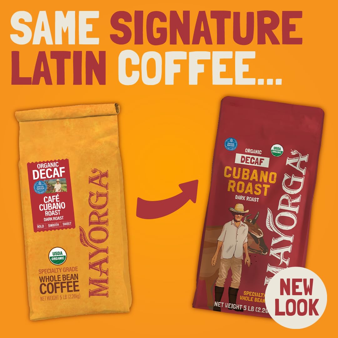 French press brewing Mayorga Cubano decaf beans showcasing full body and smooth cup for serving ideas