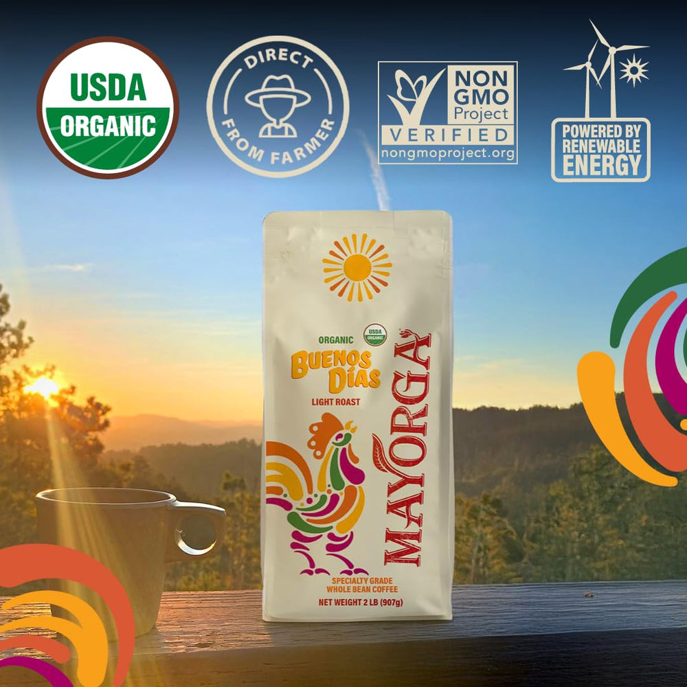 Mayorga served in kitchen lifestyle scene illustrating approachable morning ritual benefit