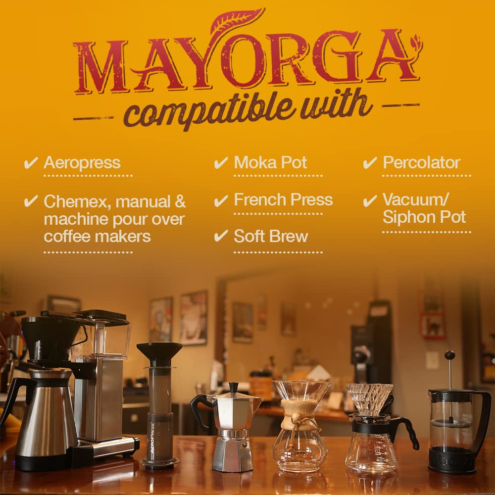 Mayorga bag beside a scale illustrating 5 pound size and value pack