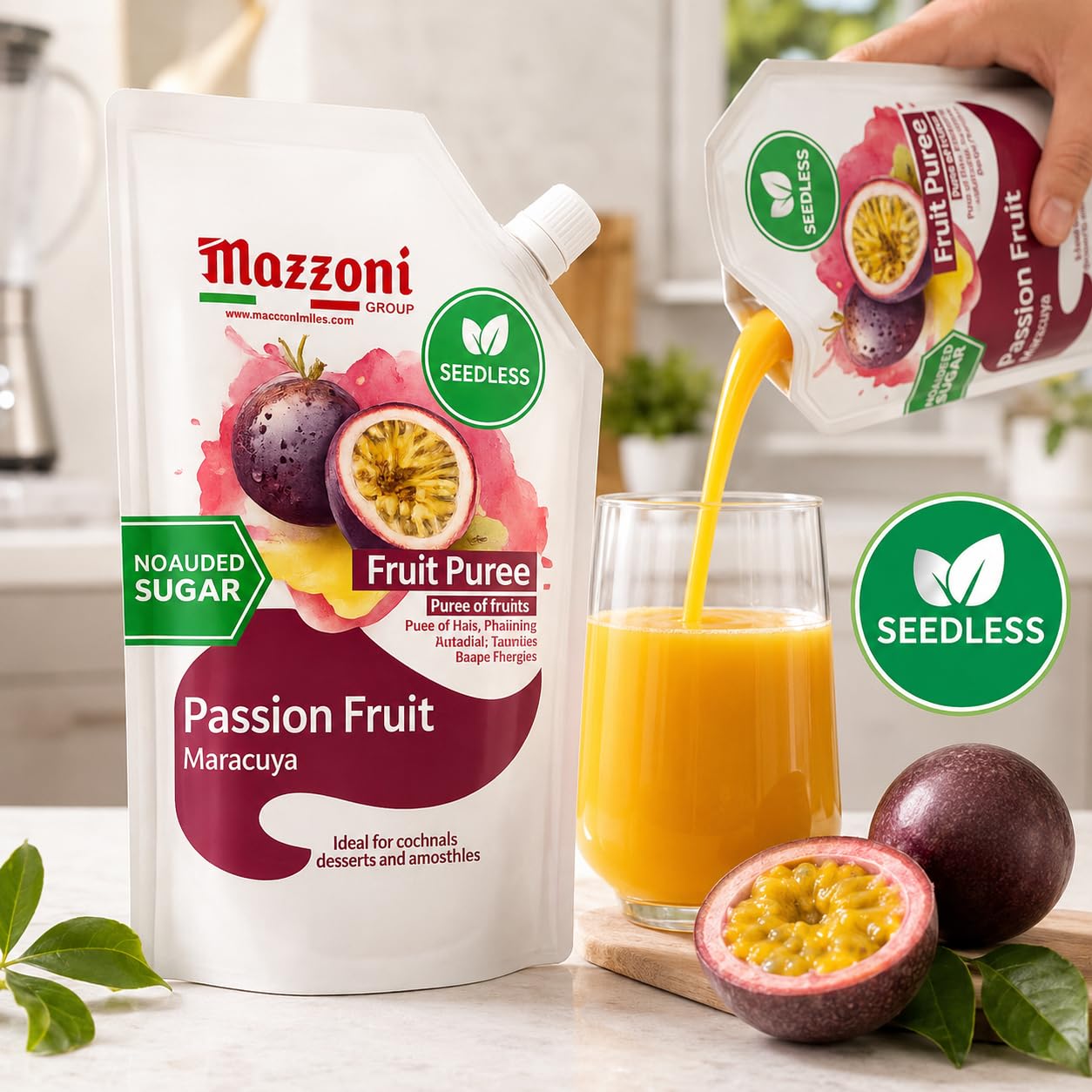 Mazzoni pouch next to kitchen scale for portioning and professional control