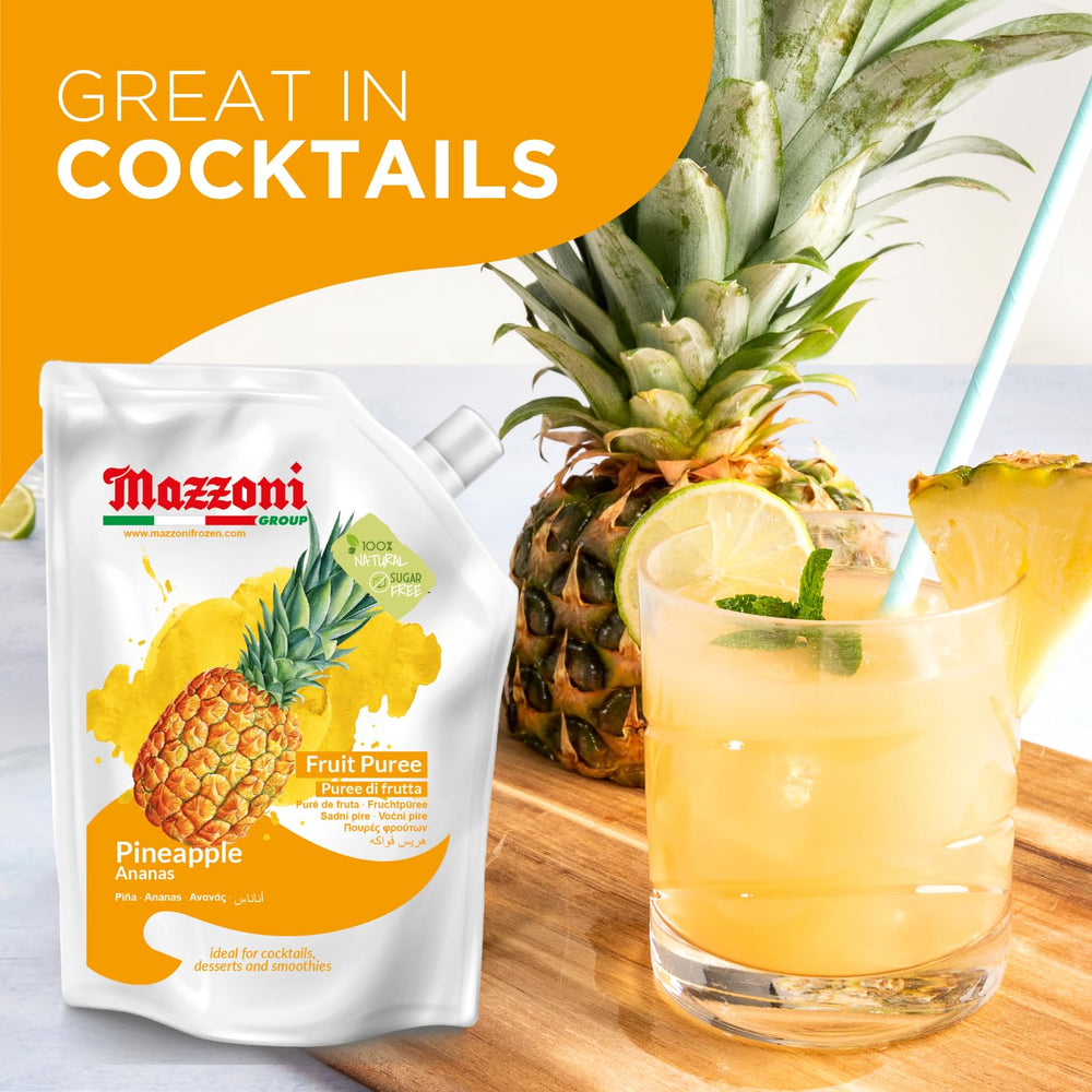 Mazzoni pineapple puree texture close-up highlighting smooth fruit body and natural richness