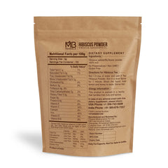 MB Herbals close-up of finely milled hibiscus powder highlighting smooth texture