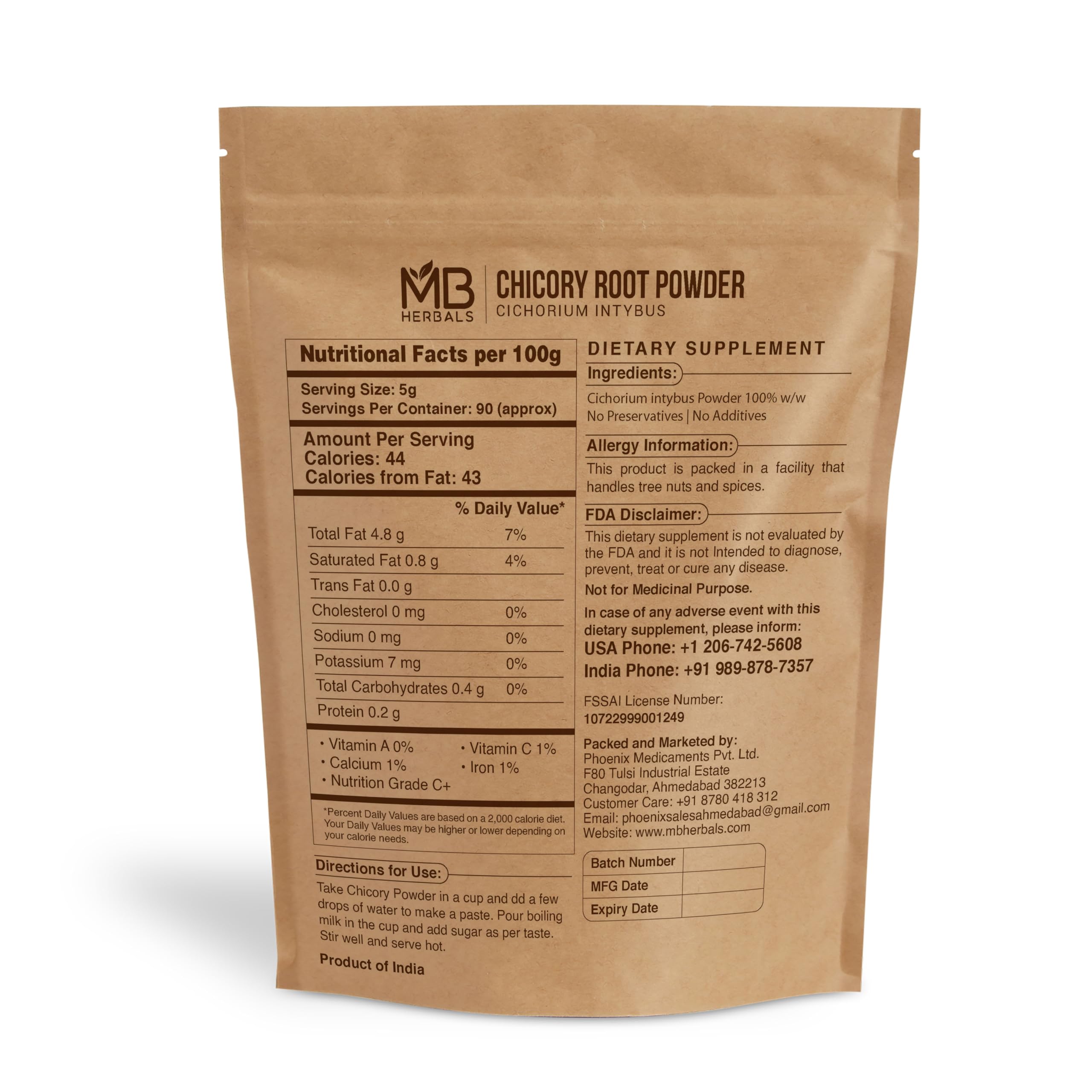 MB Herbals powder texture close-up showing roasted granules and instant mixing benefit