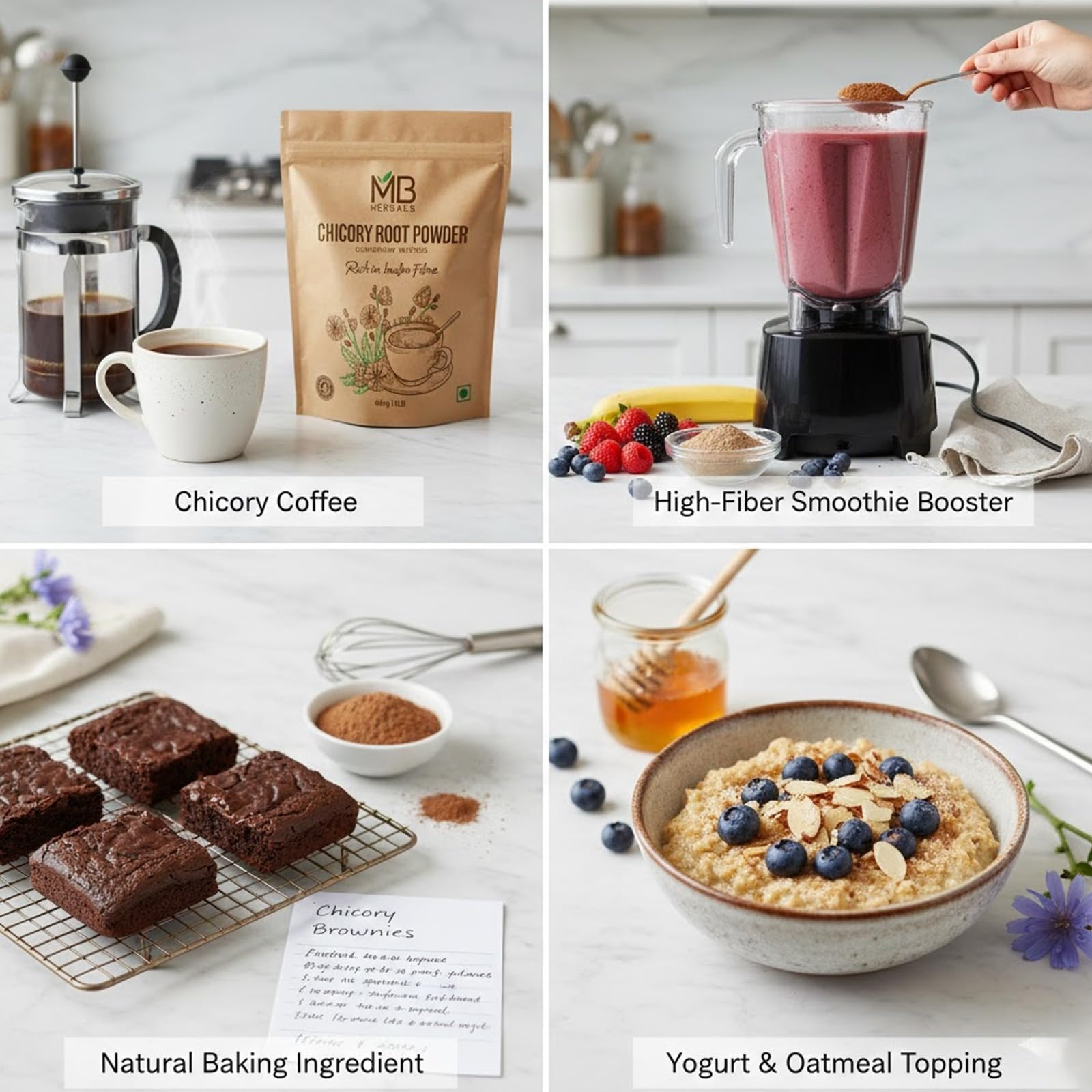 MB Herbals serving suggestion with milk demonstrating creamy beverage option