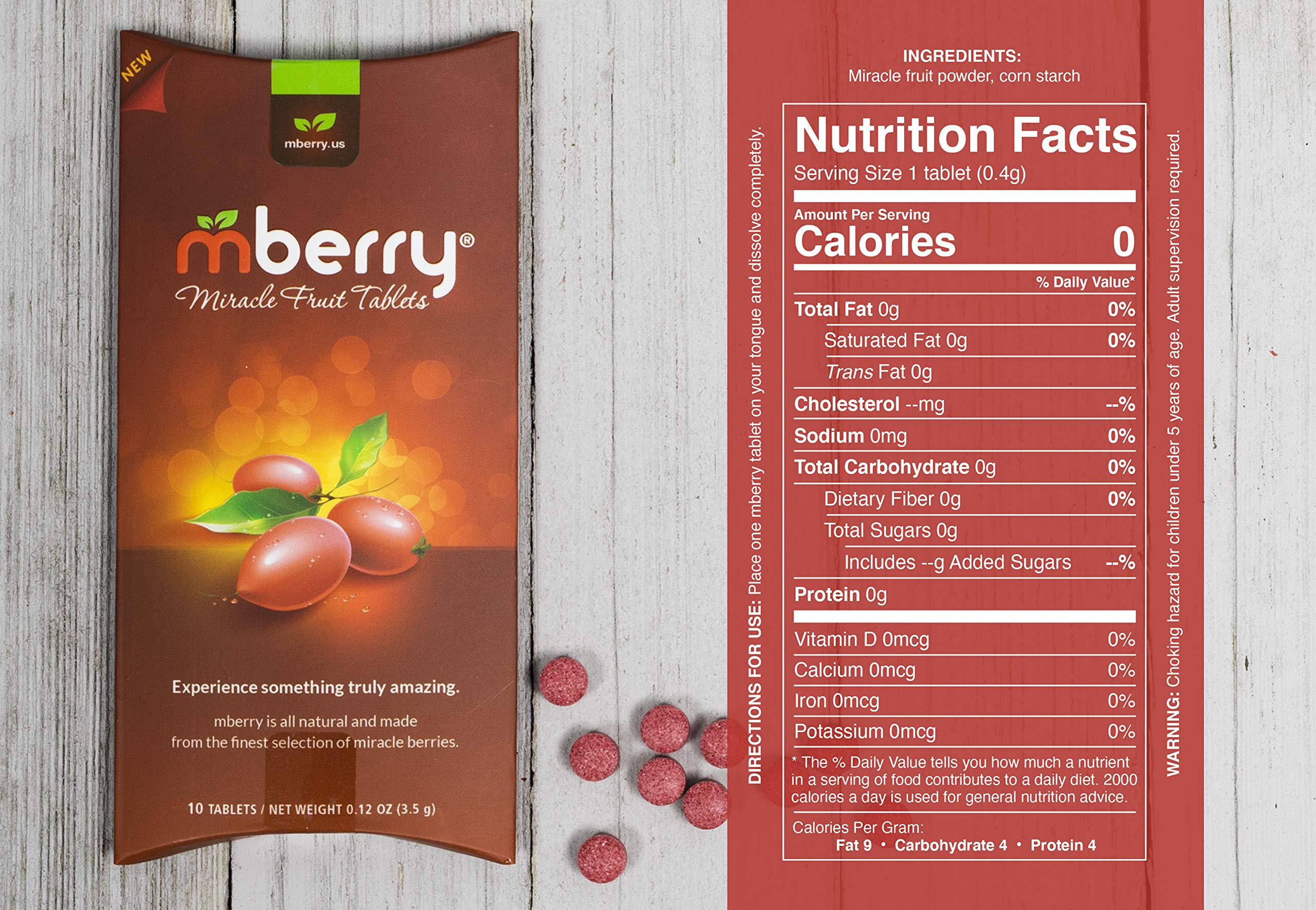 mberry ingredients label detail displaying miracle berry and clean composition benefit