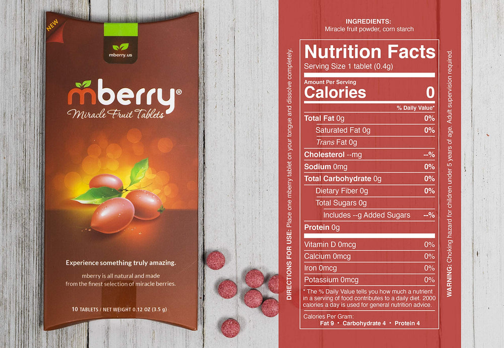 mberry ingredients label detail displaying miracle berry and clean composition benefit