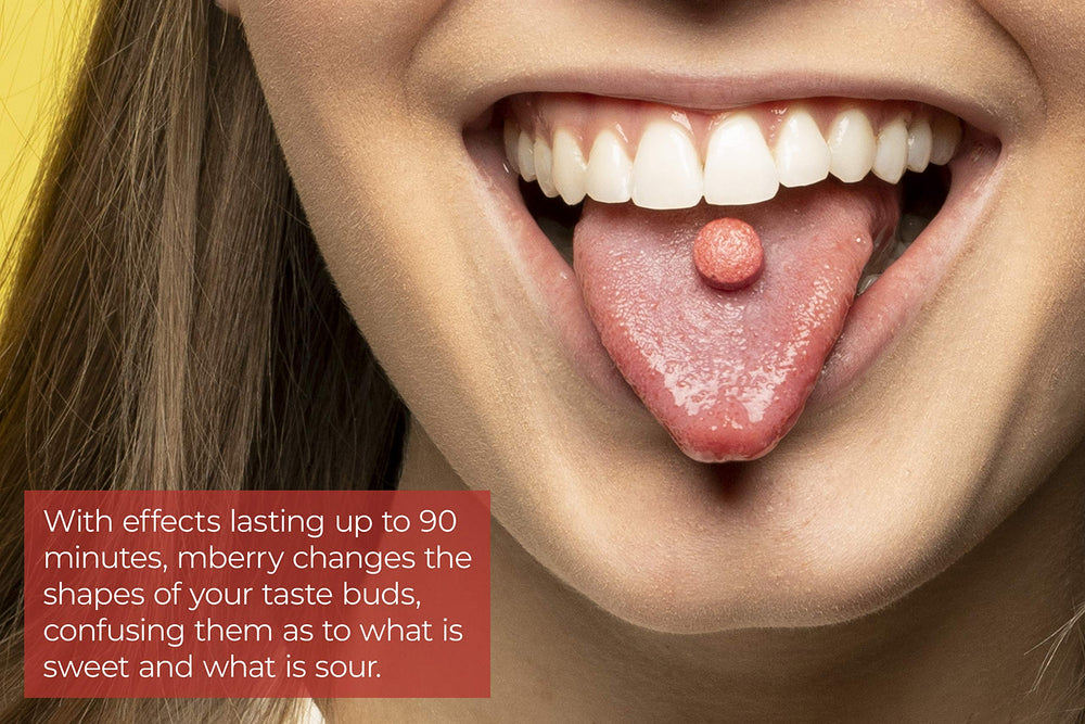 mberry tablet closeup texture visible and easy‑to‑dissolve benefit
