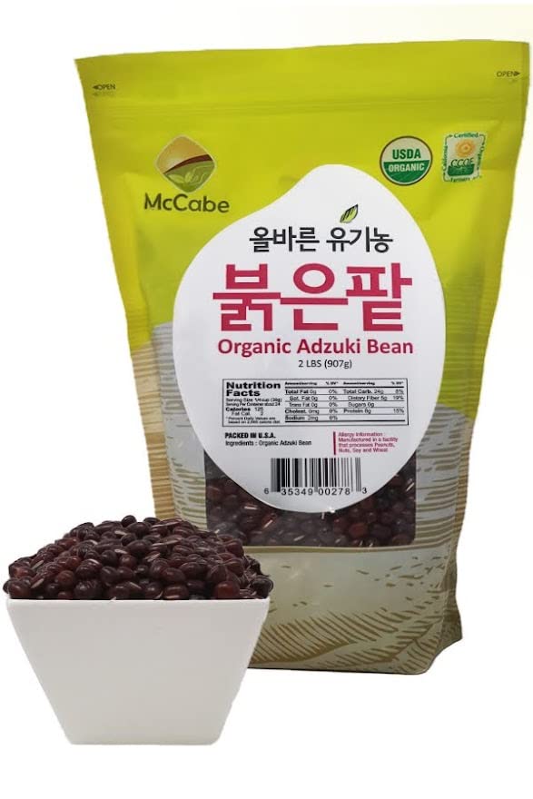 McCabe organic adzuki label and certifications displaying USDA and CCOF trust indicators