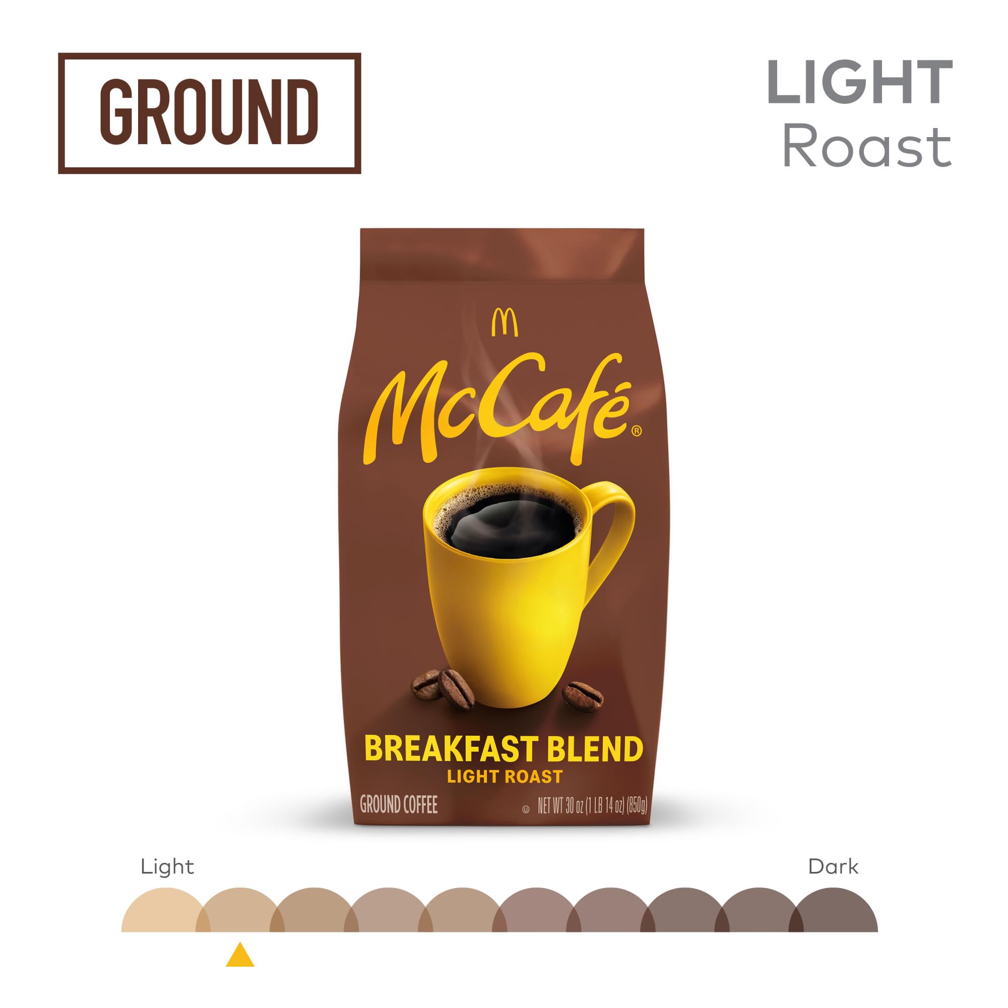 McCafé bag label detail showing kosher certification and responsibly sourced claim