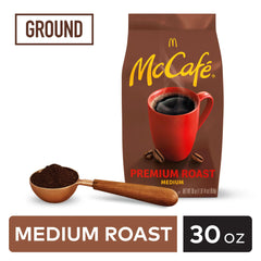 McCafé bag with measuring scoop showing recommended portion control