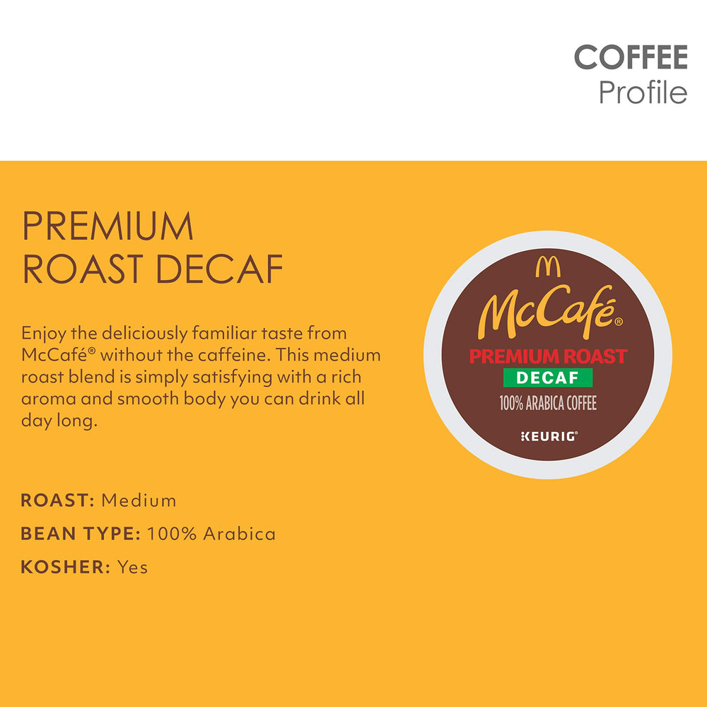 McCafé coffee beans beside a pod showing 100% Arabica quality benefit