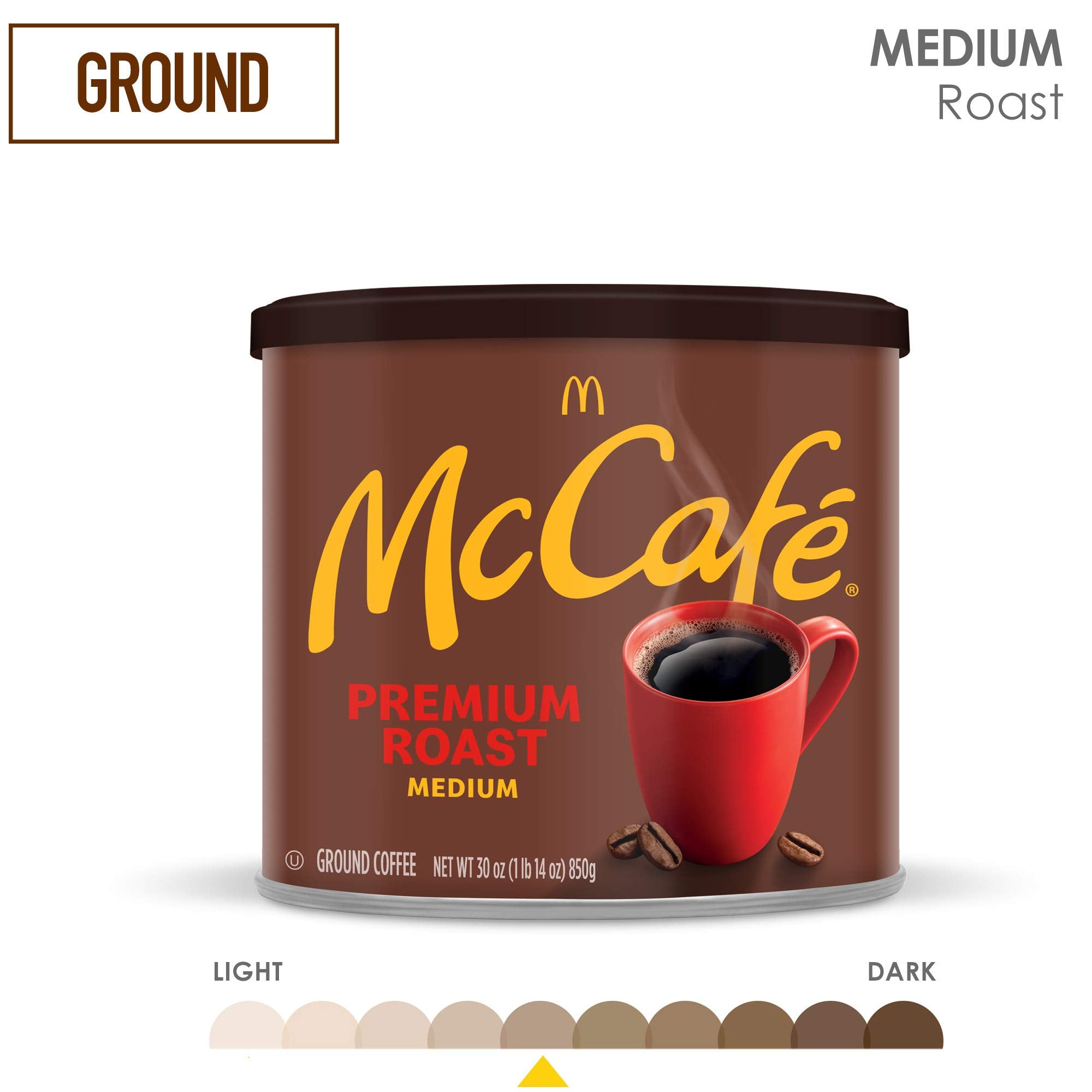 McCafé canister label detail showing roast and certification clarity
