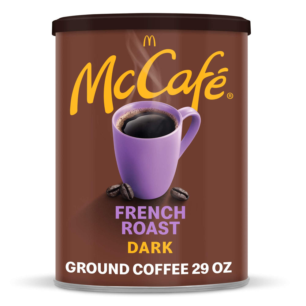 McCafé front 29 oz canister showing branding and bold roast for pantry convenience
