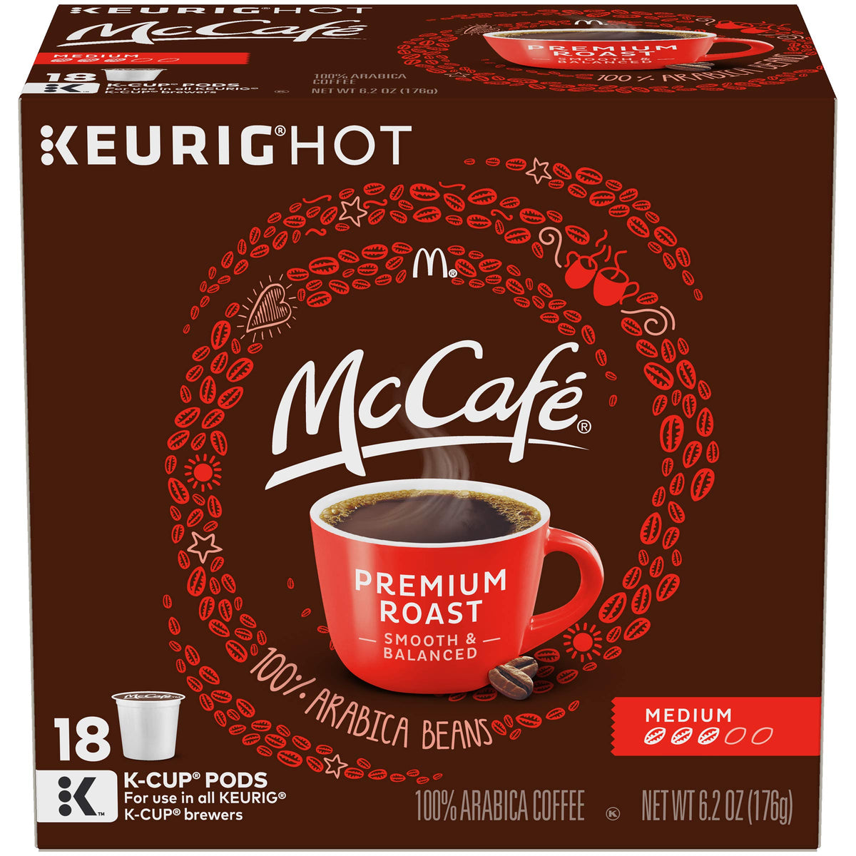 McCafe front box showing 18-count package and clear branding for easy storage