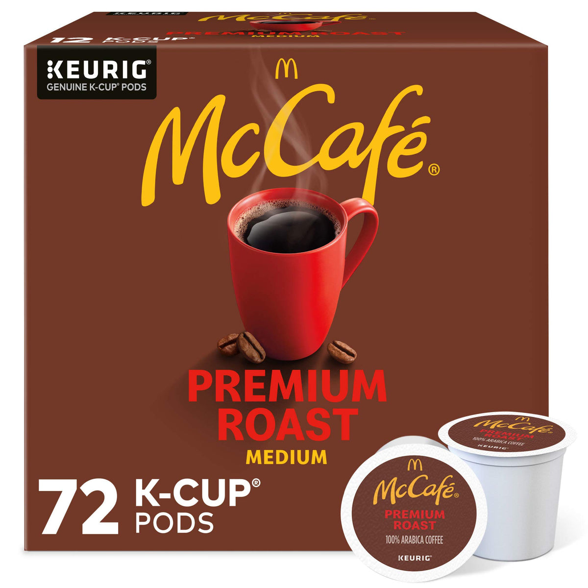 McCafé front packaging showing 72-count convenience and brand