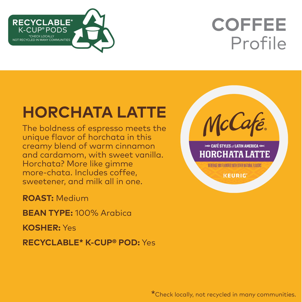 McCafé brewed Horchata Latte cup top view with cinnamon, rich creamy appearance