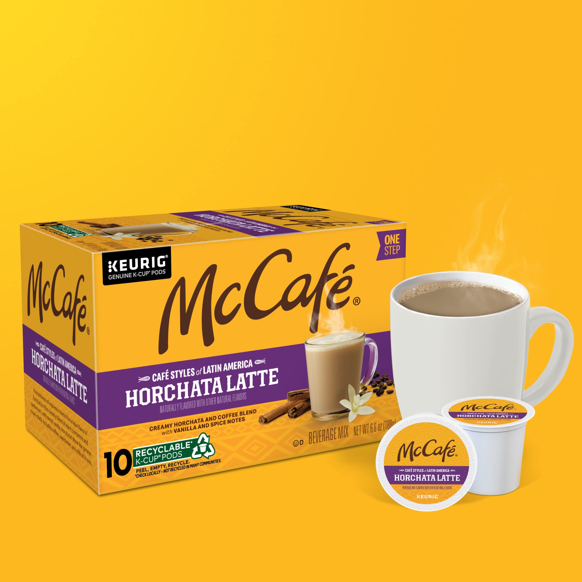McCafé Horchata Latte on kitchen table next to fruit for everyday lifestyle setting