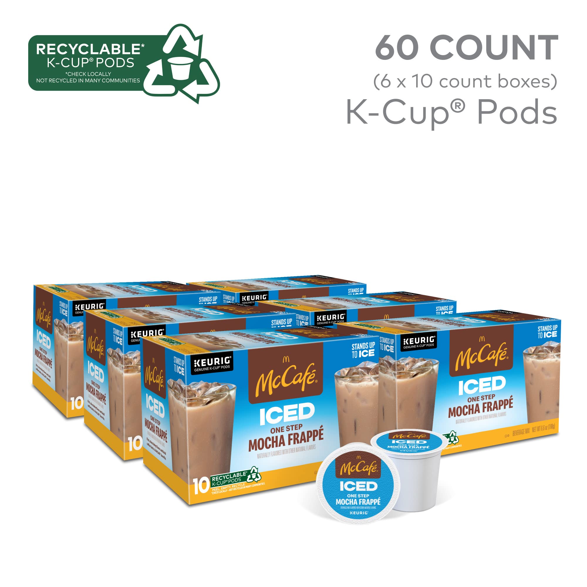 McCafé single K-Cup pod close-up showing label and easy Keurig compatibility