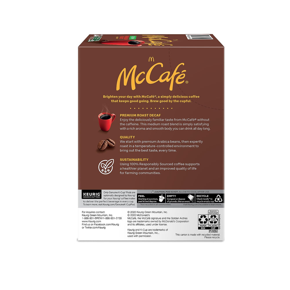 Steaming brewed cup from McCafe K-Cup pods highlighting aromatic, smooth taste
