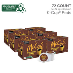 McCafé K-Cup close-up top view showing pod material and recyclable design benefit
