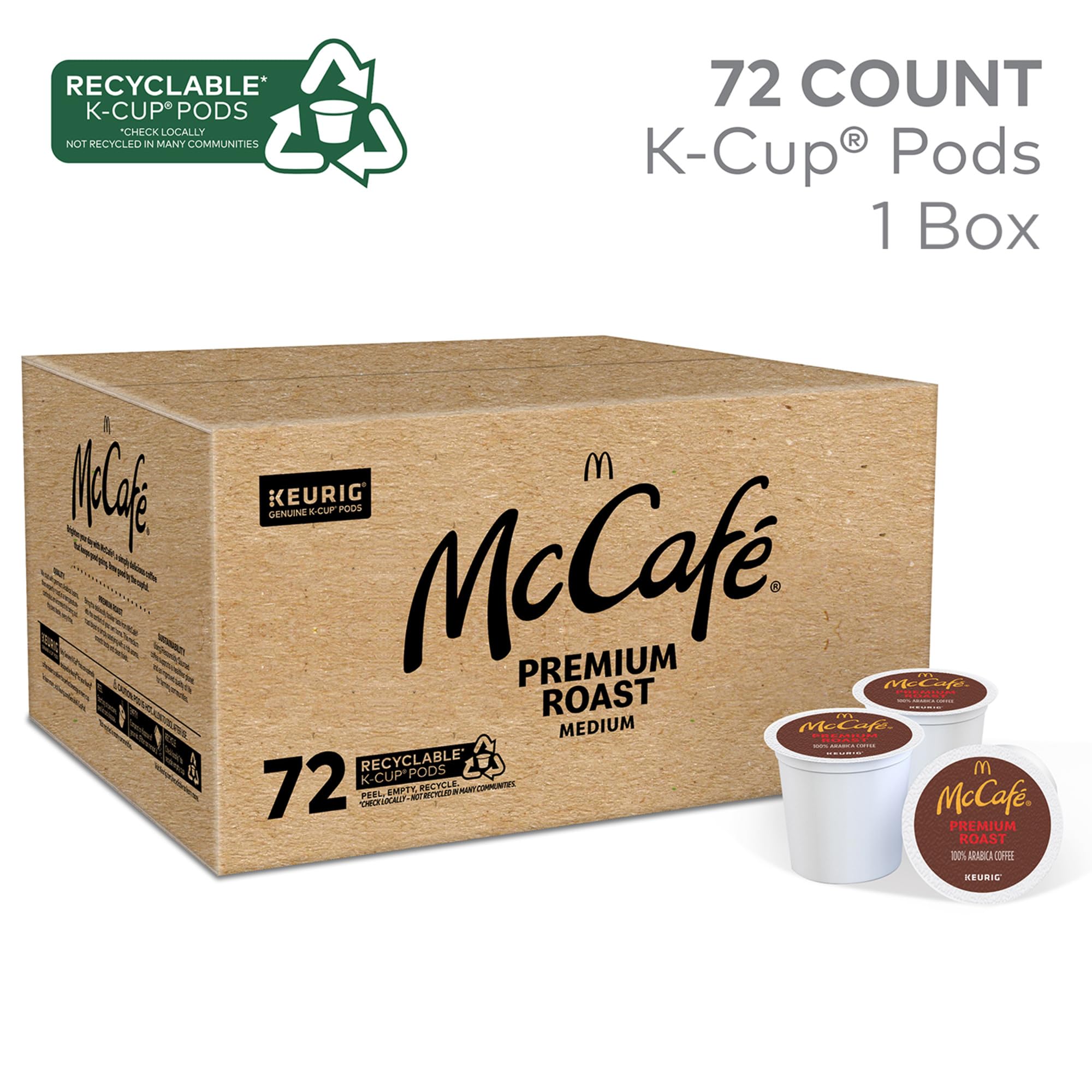 McCafé K-Cup close-up showing sealed pod and quick brewing benefit