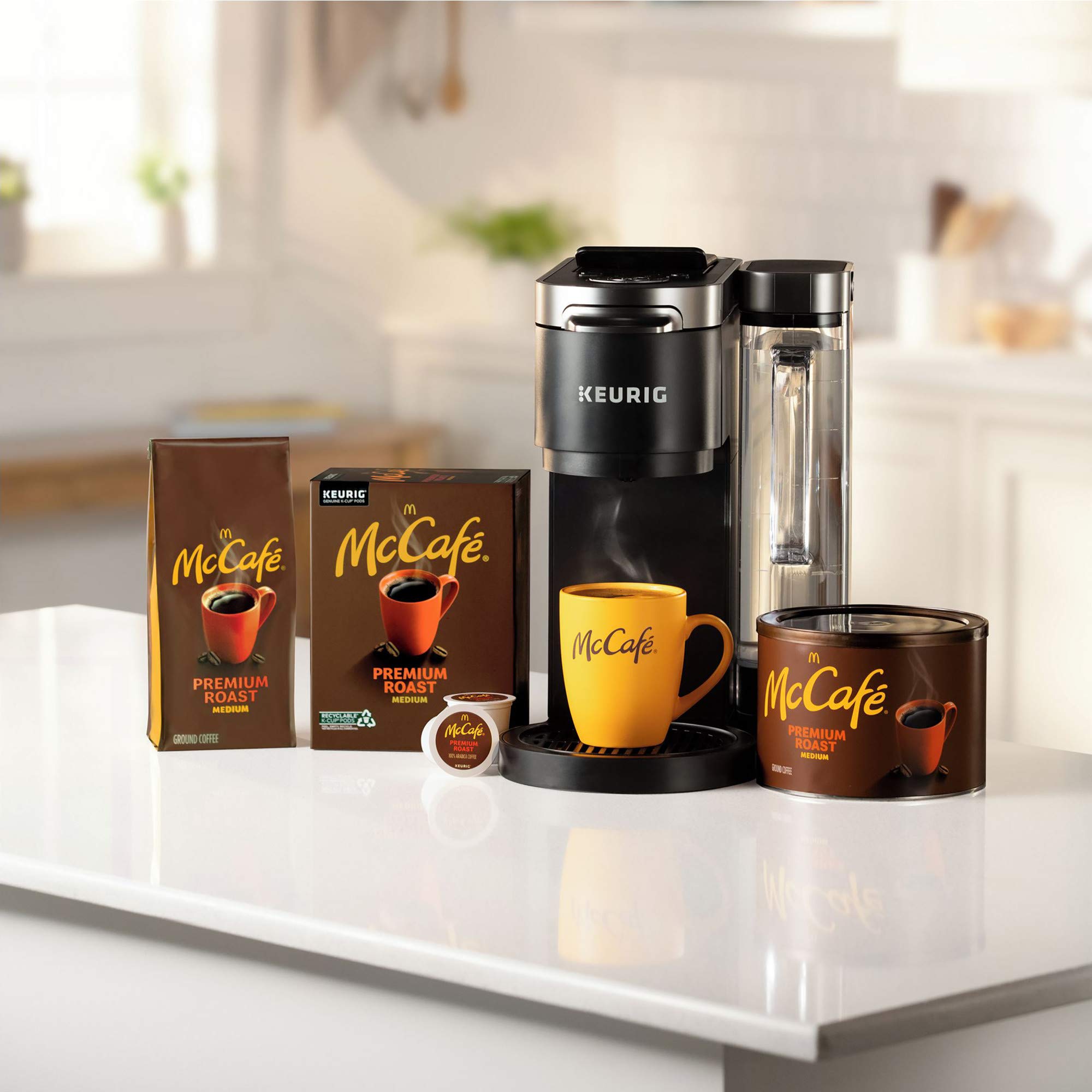McCafé brewed cup on breakfast table conveying flavorful, ready-to-enjoy coffee
