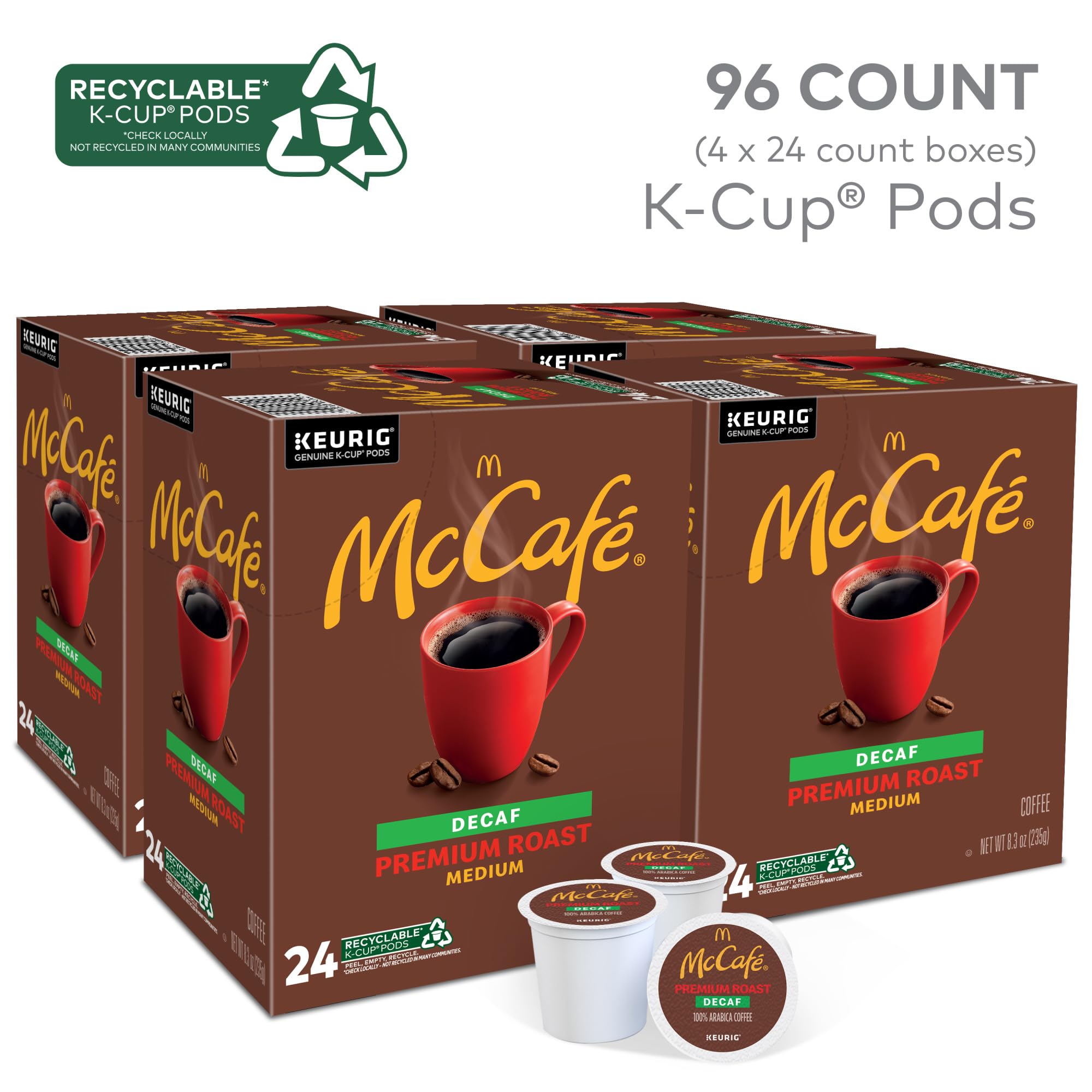 McCafe K-Cup pod top view highlighting compatibility and quality