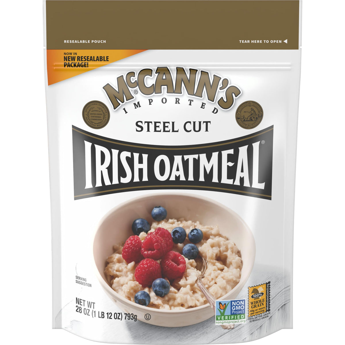 McCann's front packaging showing 28 oz bag and brand quality