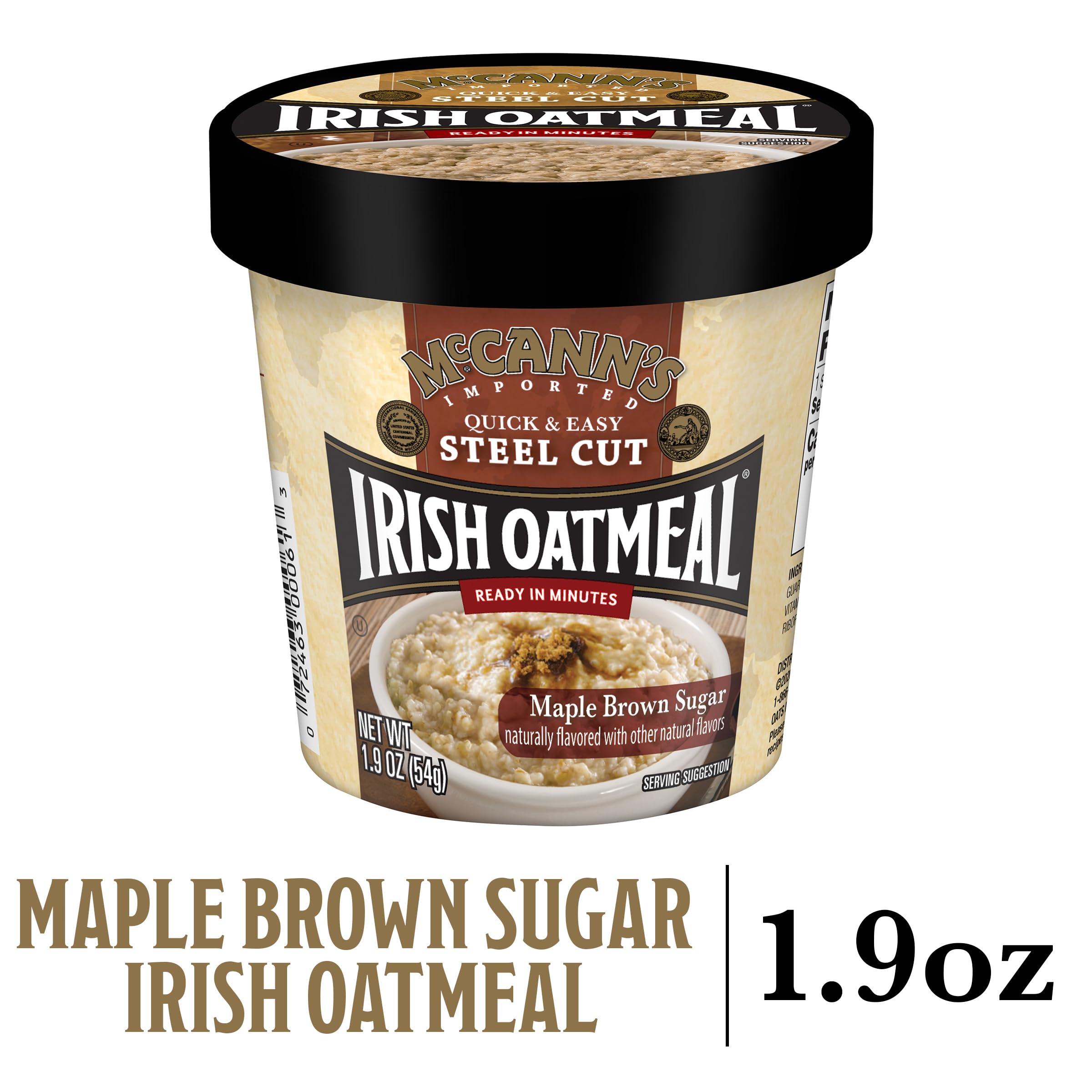 McCann's open instant oatmeal cup with water added showing easy preparation advantage