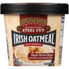 McCann's front packaging showing maple brown sugar flavor and quick breakfast benefit