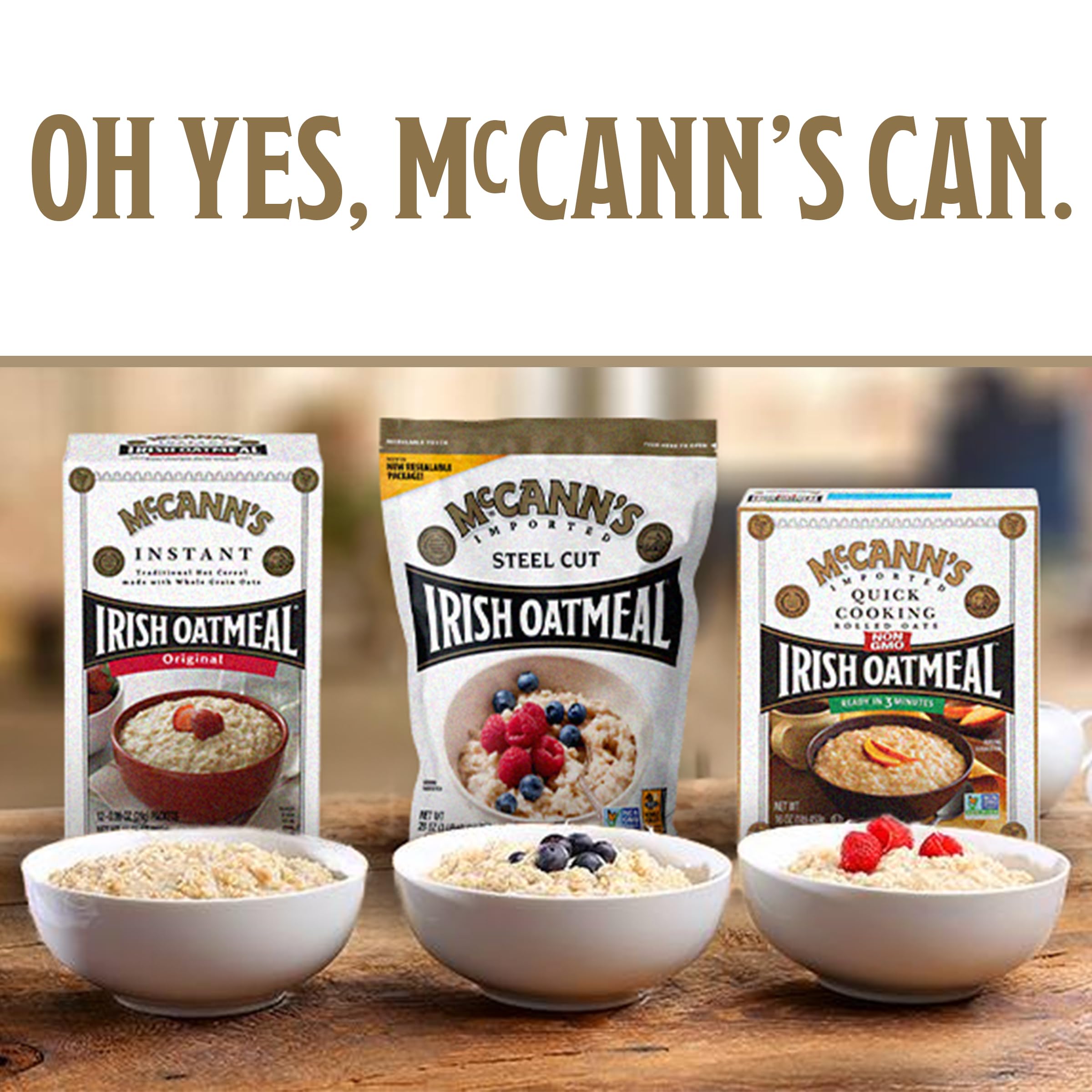 McCann's nutrition label and kosher mark showing dietary information