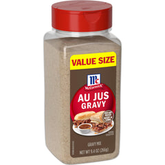 McCormick bottle front view showing au jus seasoning and quick preparation benefit