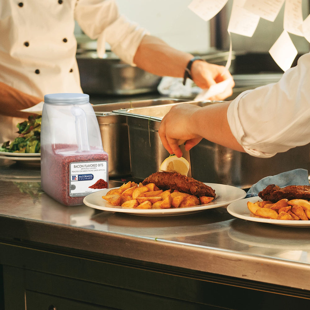 McCormick Culinary bits next to scale demonstrating bulk size and portion control