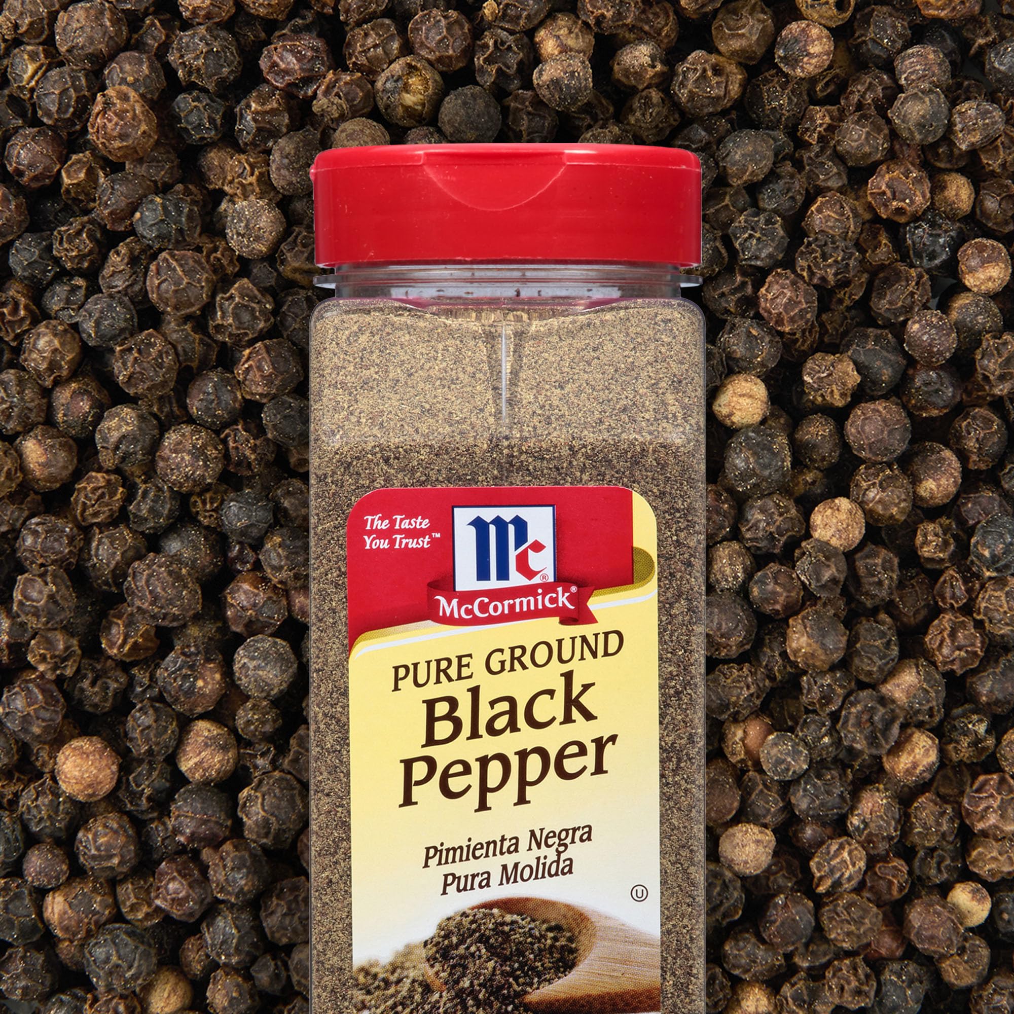 Kitchen countertop scene with McCormick pepper used during meal prep