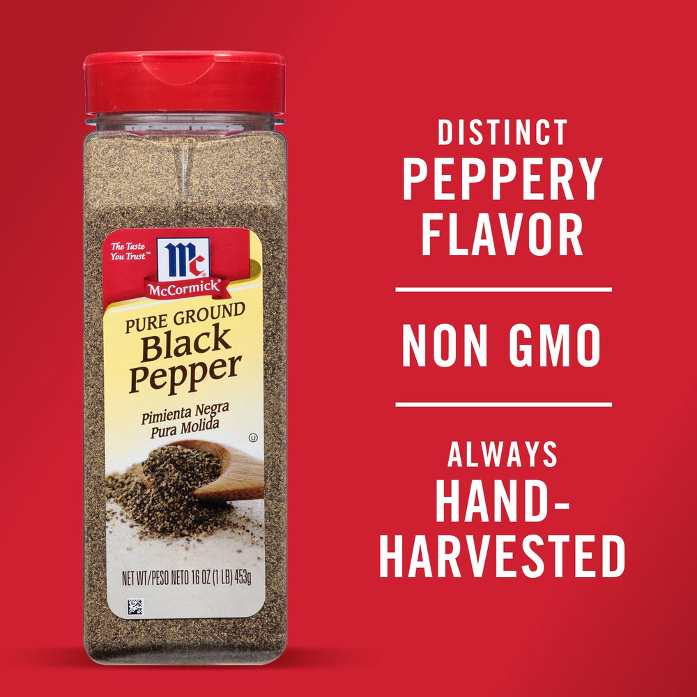McCormick pouring ground black pepper onto food for instant flavor