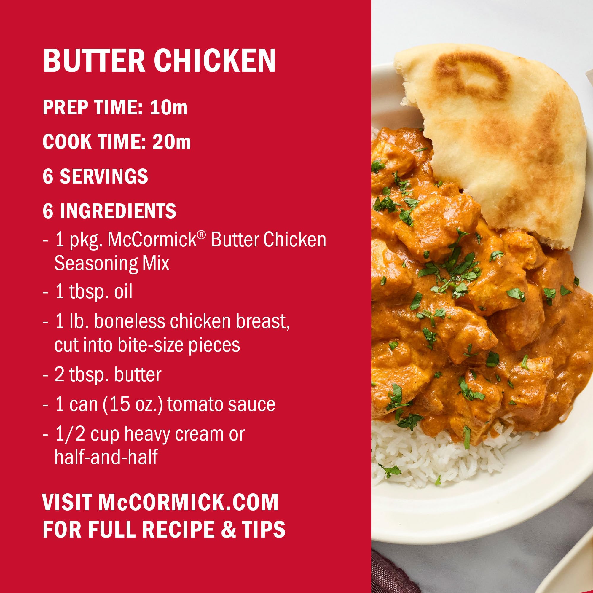 McCormick Butter Chicken made with tofu as a vegetarian alternative