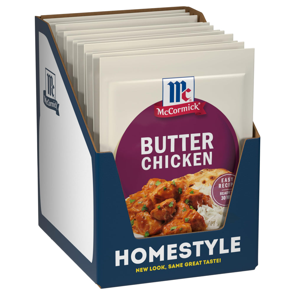 McCormick front packaging showing Butter Chicken mix and convenience benefit