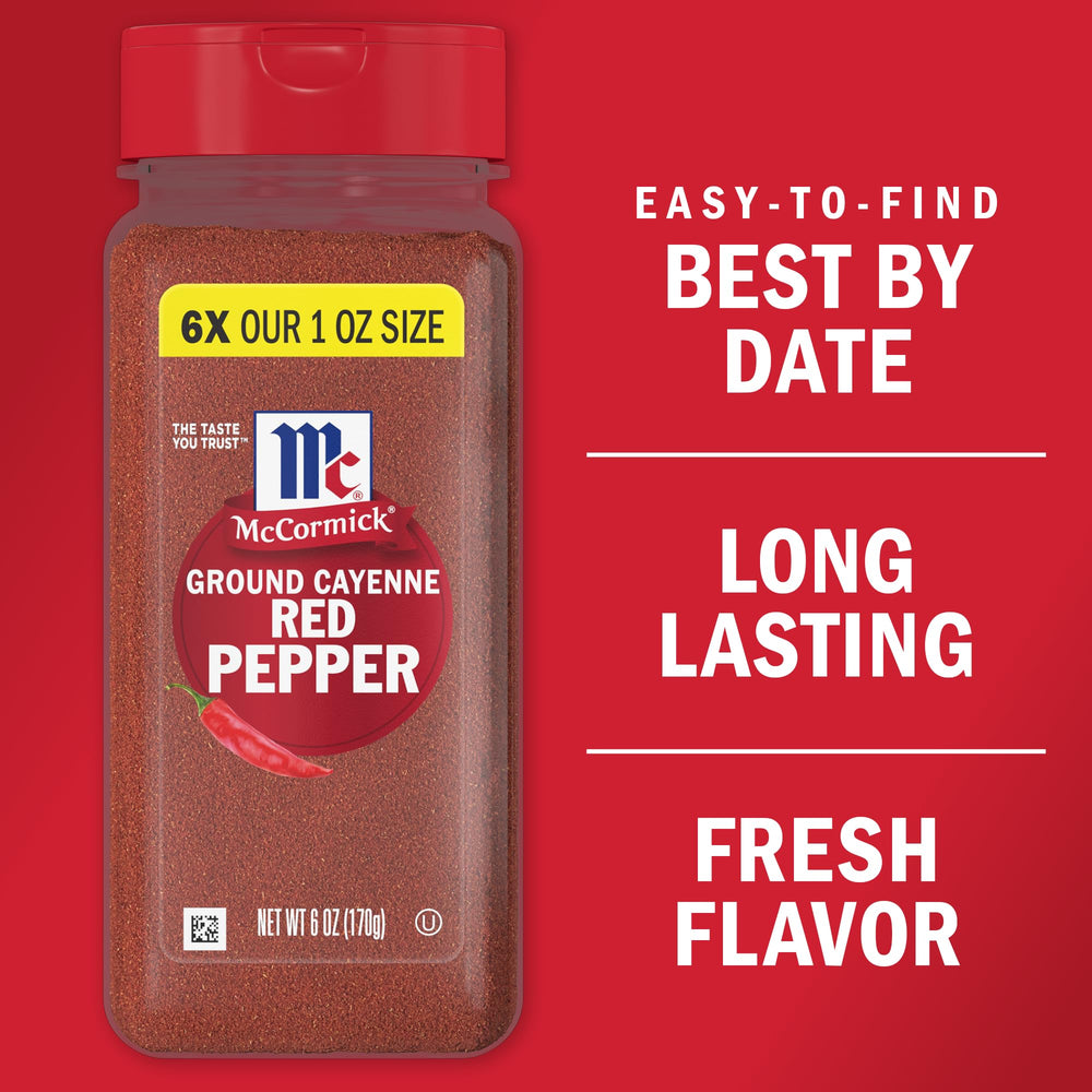 Spoonful of McCormick cayenne over salsa adding bright heat