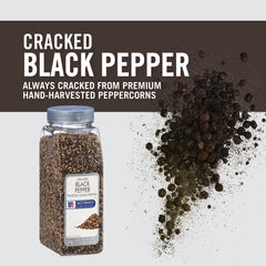 Close-up of cracked black pepper texture from McCormick for bold crunchy seasoning