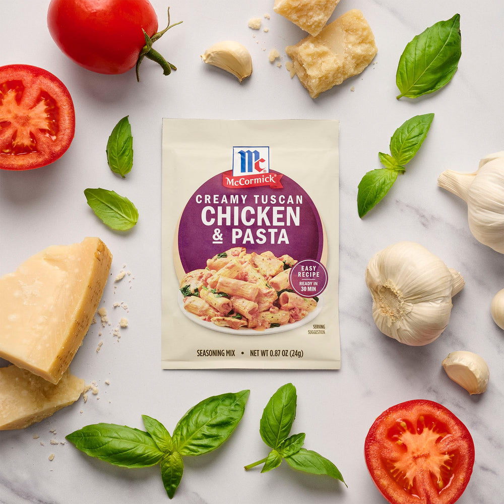 Measured ingredients laid out with McCormick mix to demonstrate easy meal assembly