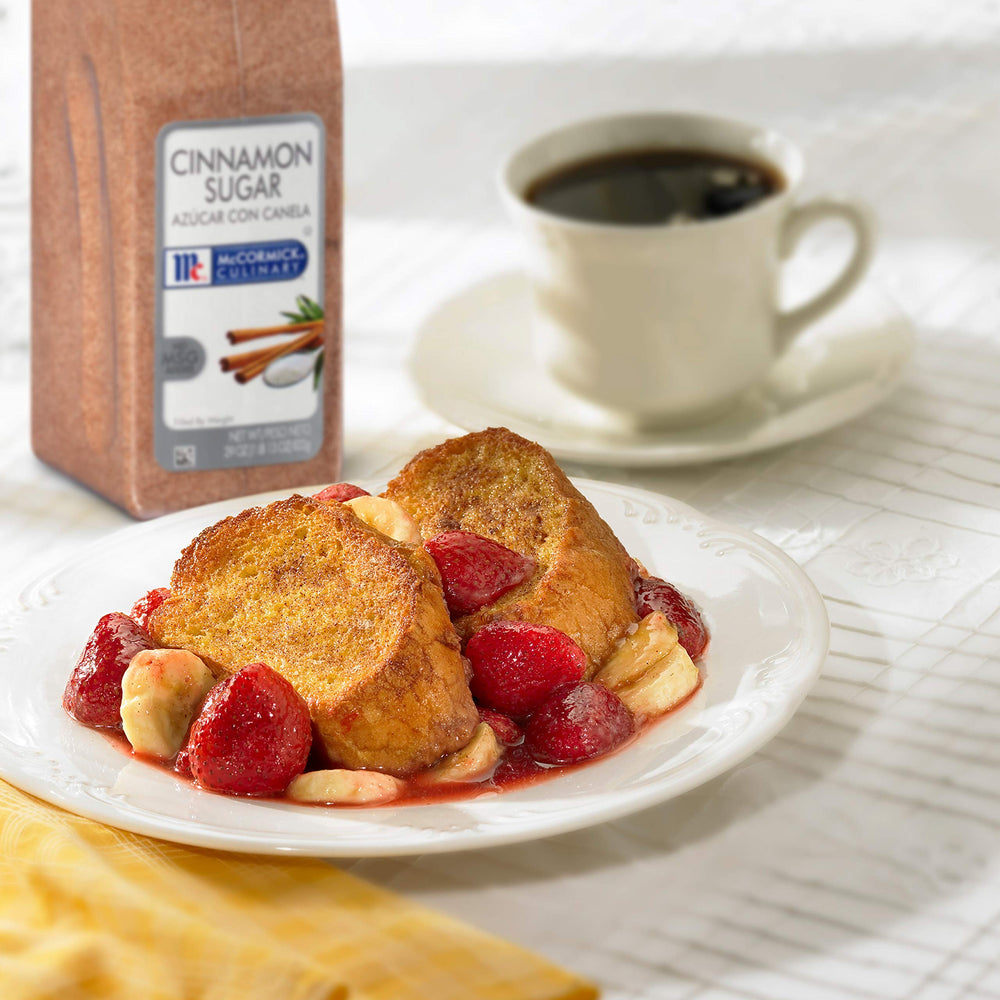 McCormick Culinary cinnamon sugar in a mixing bowl ready to fold into batter for consistent flavor